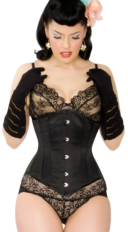 Kinnaird Ireland Black Duchess Satin Lilah Steel Boned Corset