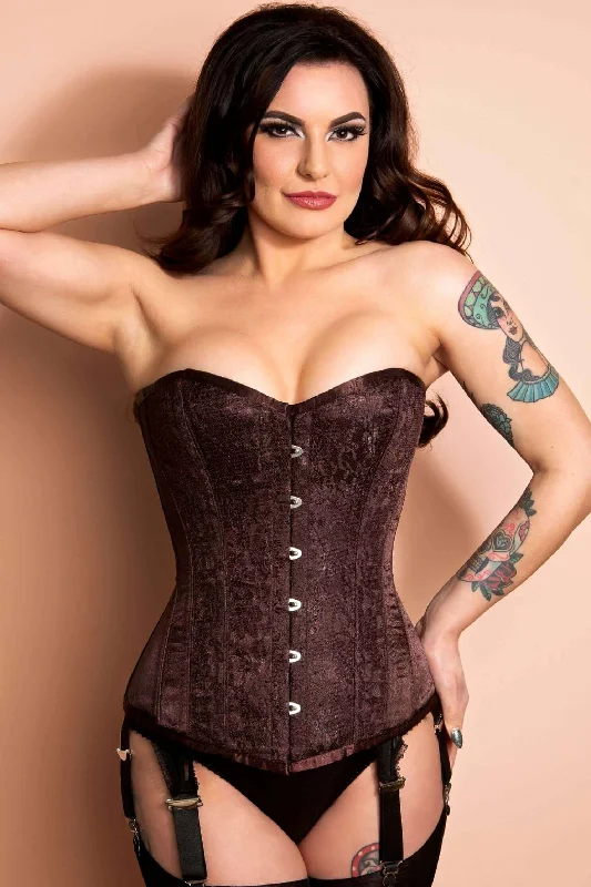 Playgirl Nina Chocolate Brown Long Length Steel Boned Corset