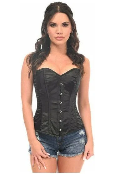 Lavish Black Satin Full Back Sweetheart Corset