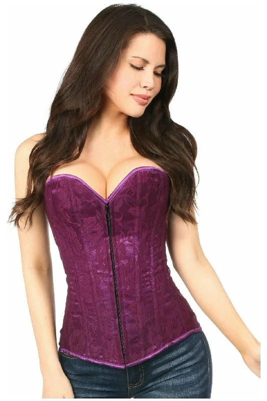 Lavish Magenta Lace Overbust Corset w/Zipper