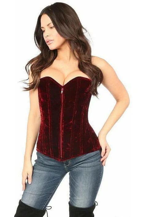 Lavish Red Crushed Velvet Overbust Corset