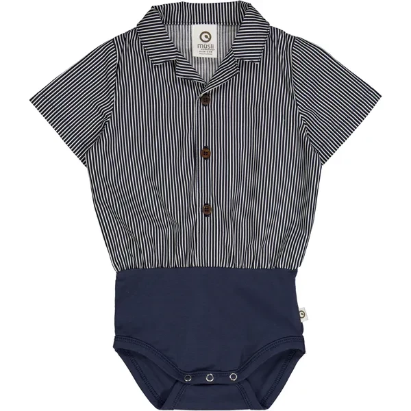 Müsli Balsam Cream/Night Blue Poplin Stripe Shirt Body