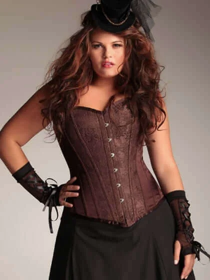 Plus Size Arabella Chocolate Brown Steel Boned Corset