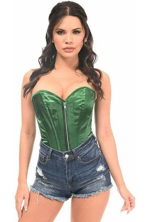 Top Drawer Dark Green Satin Steel Boned Corset