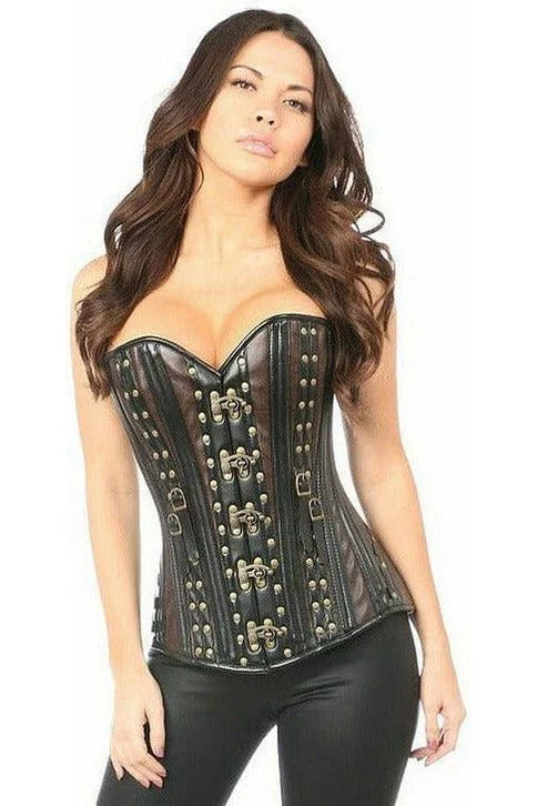 Top Drawer Faux Leather Steel Boned Corset w/Rivets