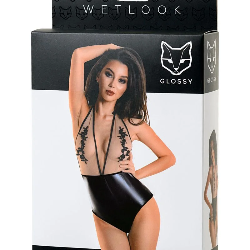 Wetlook Bodysuit - Kiara - Black