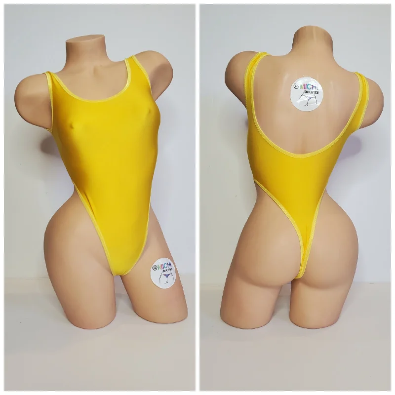 Yellow with Yellow Trim Color  1 Piece Bodysuit Size SMALL