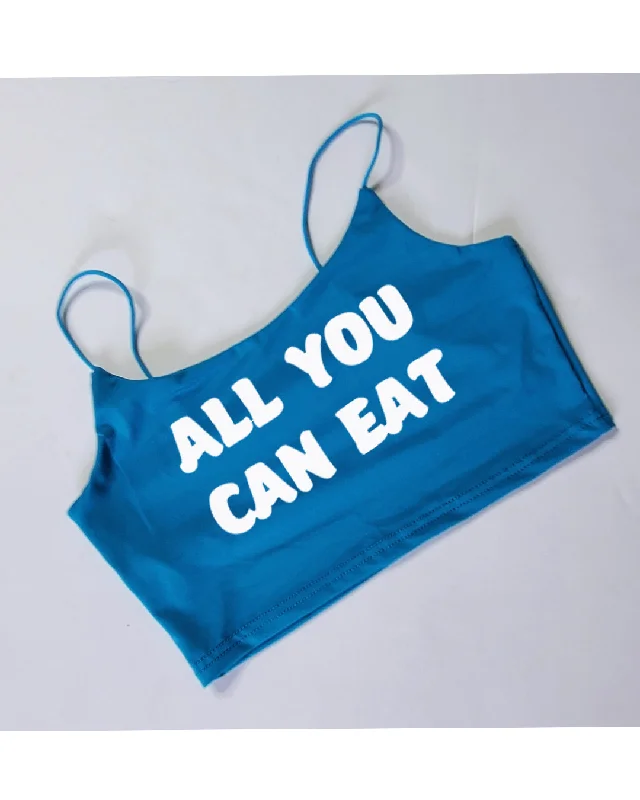 Your Choice Color Crop Top "ALL YOU CAN EAT" One Size (SMALL)