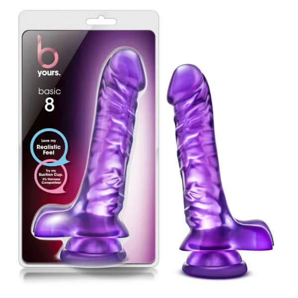 Experience Realistic Pleasure with the B Yours Basic 8 Purple Magnum Dong