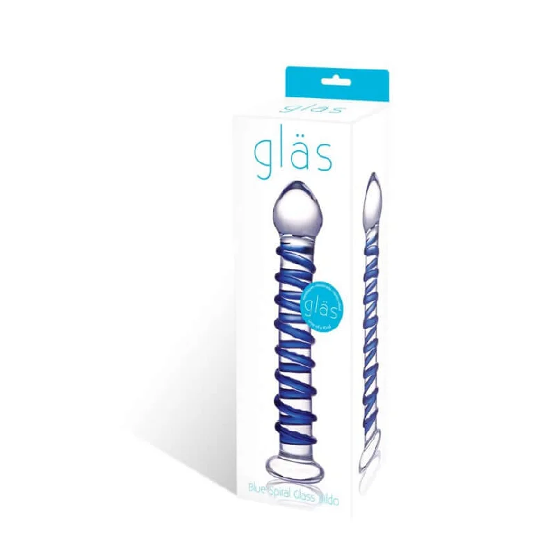 Experience Exquisite Sensation with the Glas Blue Spiral Glass Dildo