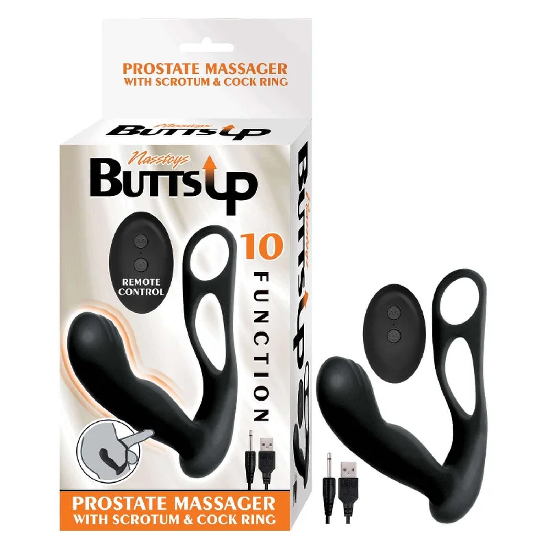 Butts Up Prostate Massager with Scrotum and Cock Ring Black