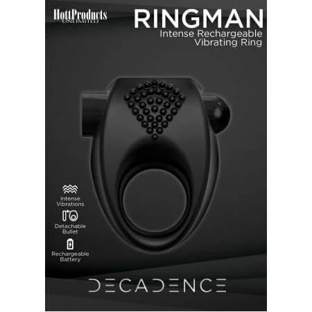 Decadence Ringman Vibrating Cock Ring Black