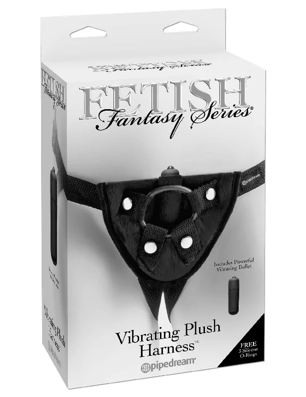 Experience Pleasure and Versatility with the Fetish Fantasy Series Vibrating Plush Harness in Black