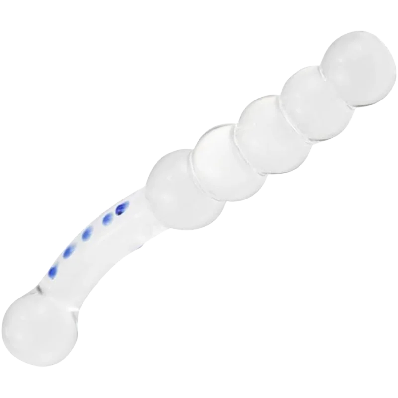 Dual-Ended Beaded G-Spot/P-Spot Glass Dildo