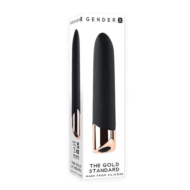 Gender X The Gold Standard Rechargeable Silicone Bullet - Black/rose Gold