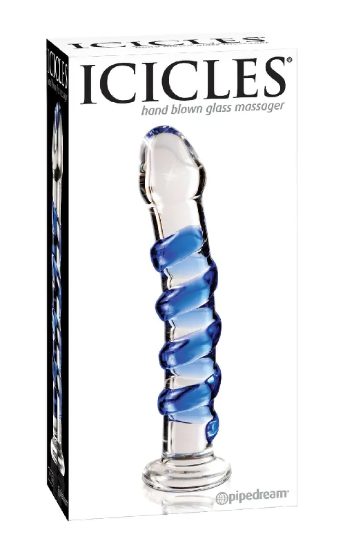 Icicles No. 5 - Hand-Crafted Luxury Blue Glass Massager for Unforgettable Pleasure