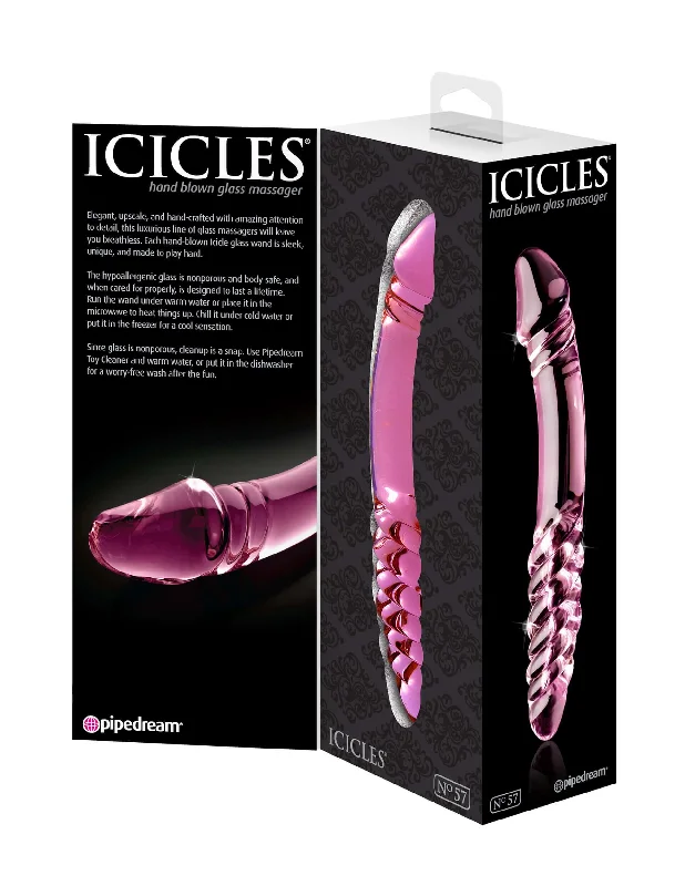 Experience Luxurious Pleasure with the Icicles No. 57 Glass Double Dong Probe from Pipedream Products