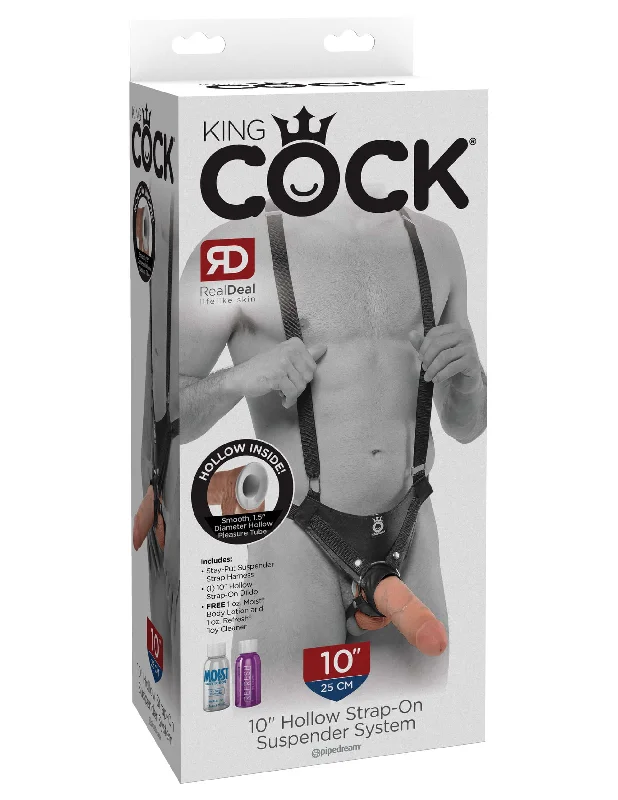 King Cock 10 inches Hollow Strap On Suspender System Beige Real Deal RD