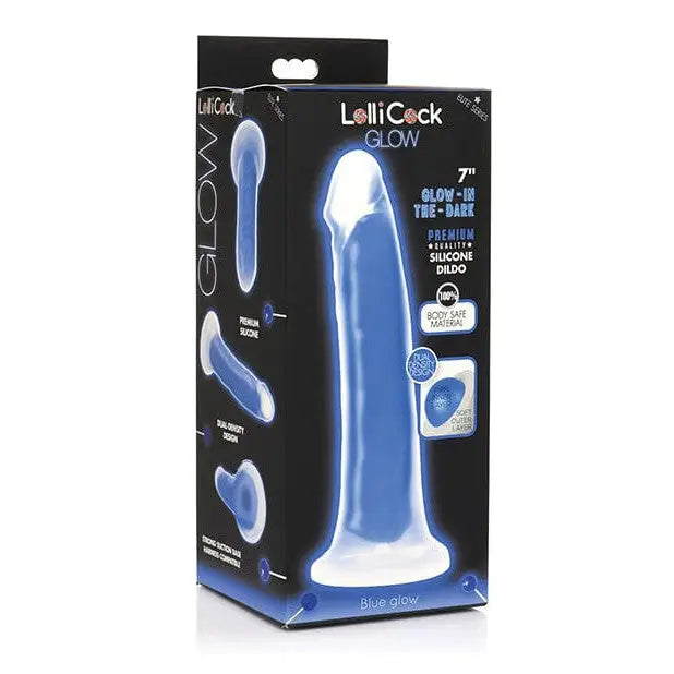 Lollicock Glow-in-the-Dark Silicone Dildo 7in Blue