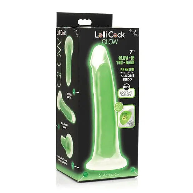 Lollicock Glow-in-the-Dark Silicone Dildo 7in Green