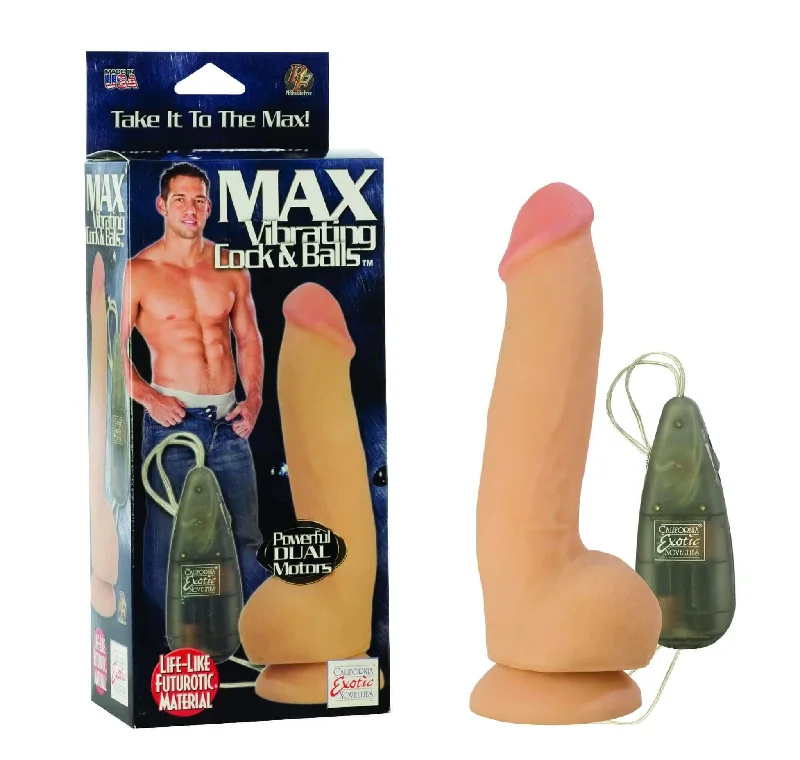 Max Vibrating Cock & Balls - Realistic Futurotic Dong | Dual Motors, 9.25" Total Length