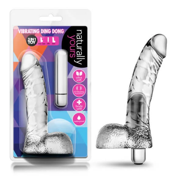 Naturally Yours Vibrating Ding Dong Clear Realistic Dildo