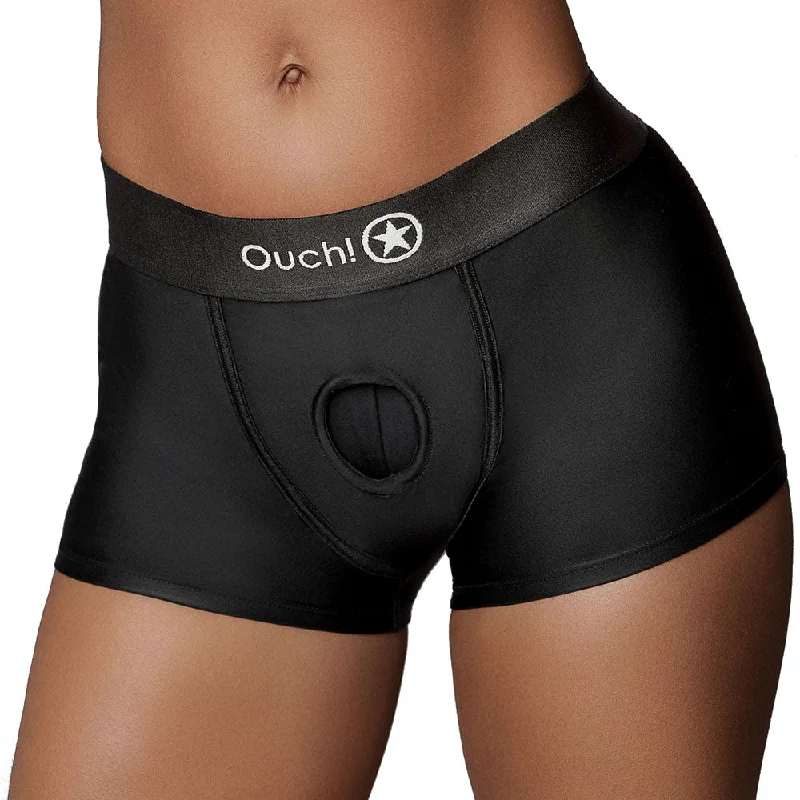 Ouch! Black Vibrating Strap-on Boxer /L