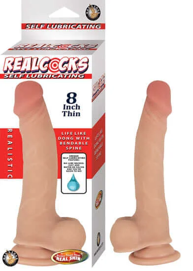 Real Cocks Self Lubricating 8 inches Thin Dildo from Nasstoys