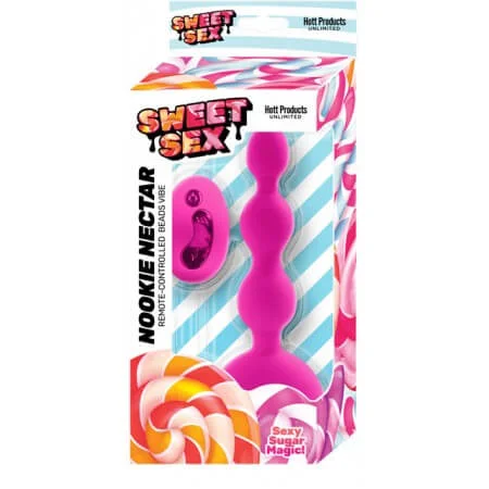 Sweet Sex Nookie Nectar Silicone Plunger Magenta Pink Vibrating Anal Beads