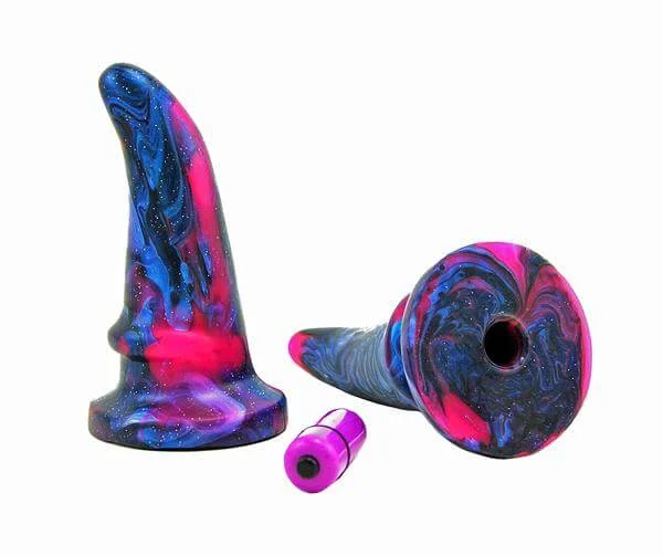 Vixen Creations Vixskin Annie-O Vibrating Silicone Curved G-Spot Dildo Galaxy