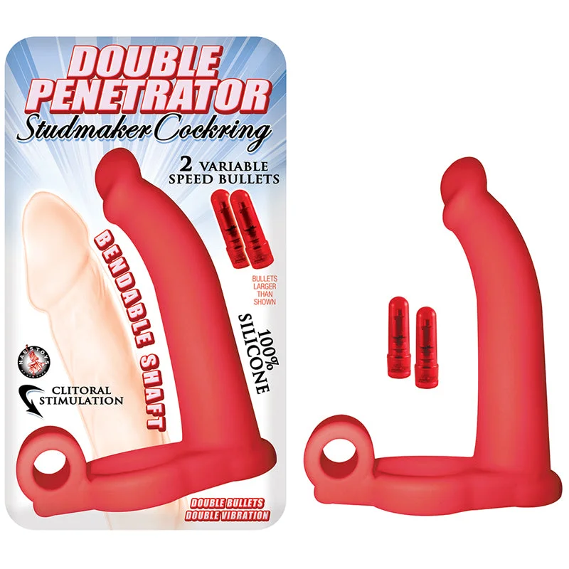 Double Penetrator Studmaker Cockring Red