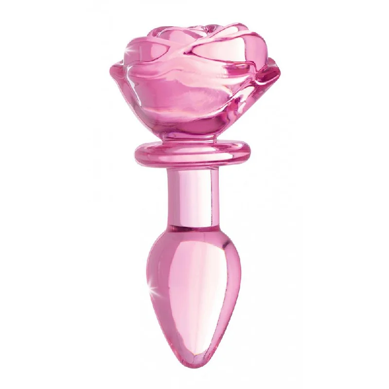 Pink Rose Glass Anal Plug