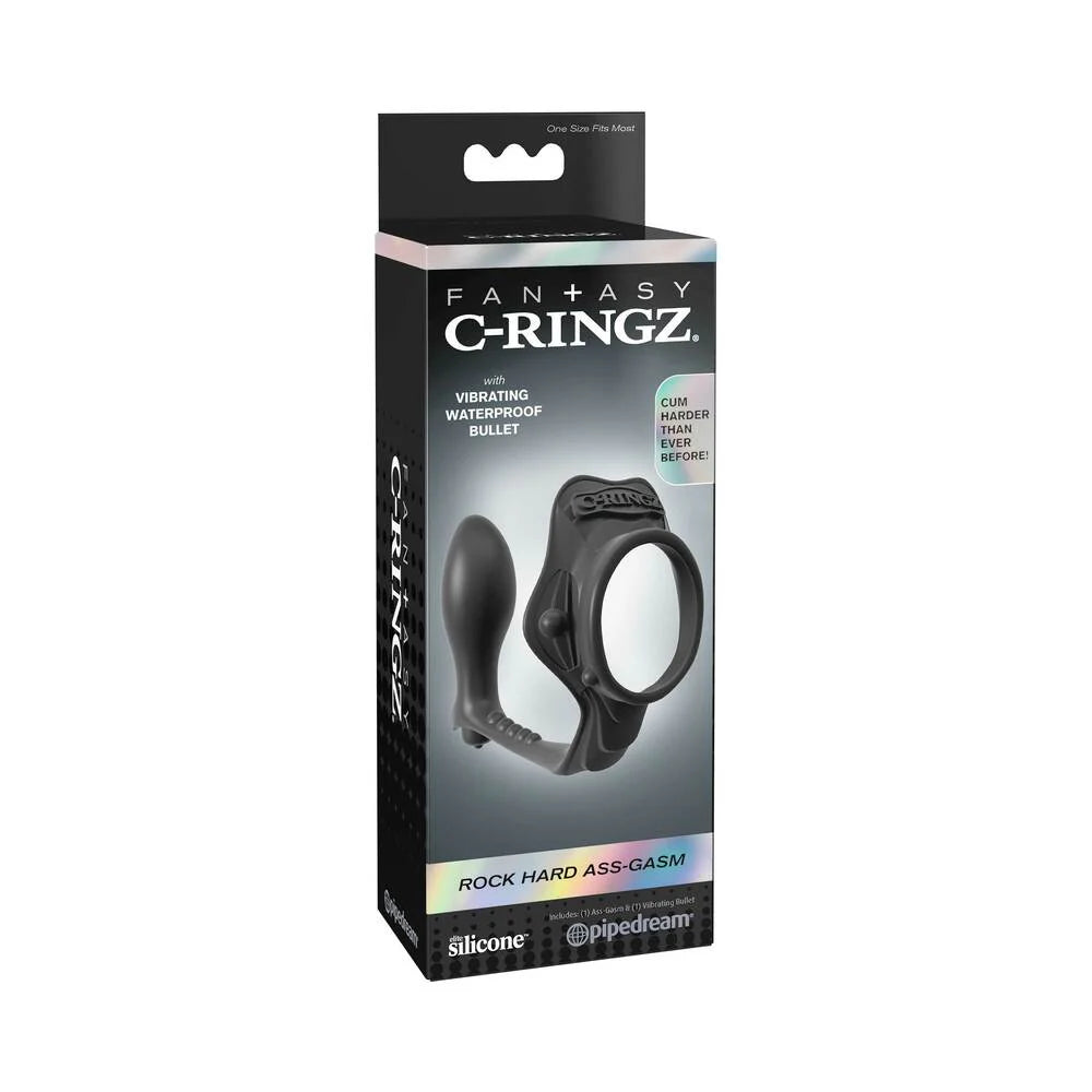 Pipedream Fantasy C-Ringz Rock Hard Ass-Gasm Vibrating Silicone Cockring With Anal Plug