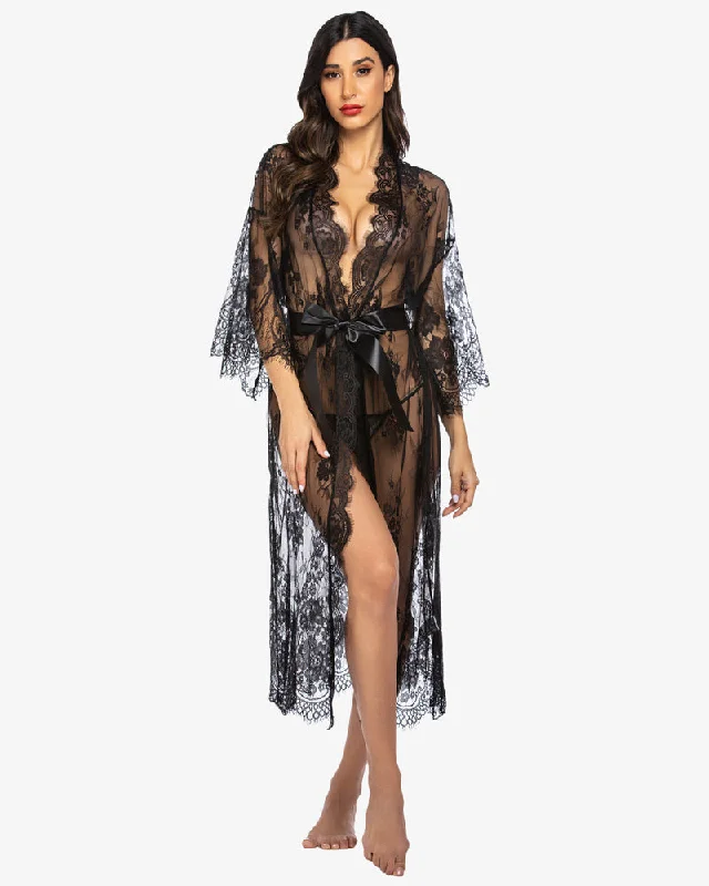 Lace Kimono Robe Sheer Nightdress