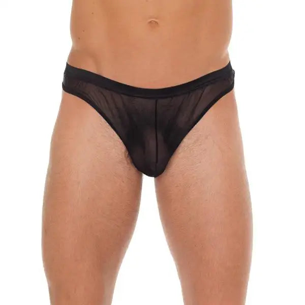 Mens Black Wet Look Mesh G-string, one Size