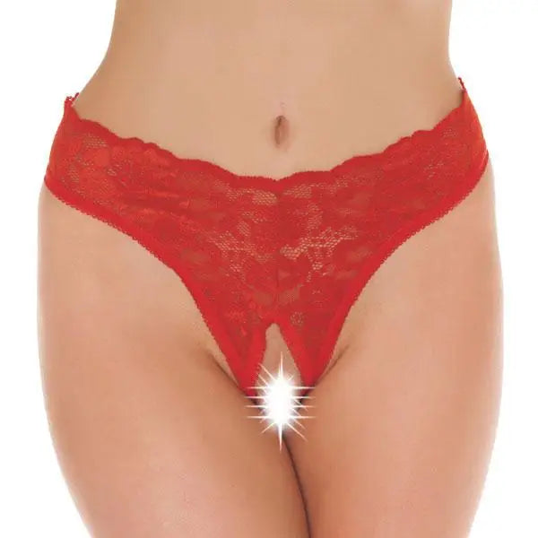 Rimba Sexy Red Lace Open Crotch G-string