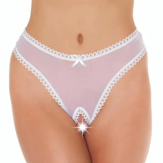 Rimba Wet Look White Open Crotch G-string